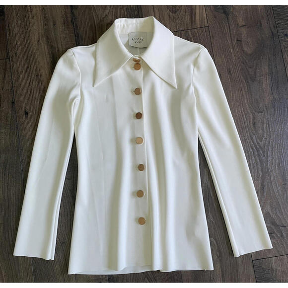 NEW a.w.a.k.e. mode Point Collar Crepe Shirt 36 - Picture 4 of 8